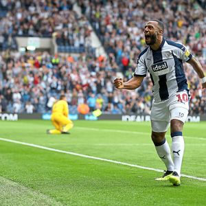 Matt Phillips celebrates one of Albion's seven goals against QPR. (AMA)