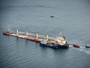 Supporting image for story: Fuel still leaking from stricken ship, Gibraltar says
