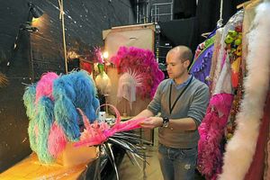 In the pink - company stage manager Martin Hope in the special quick-chance area for Ceri