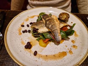 The sea bass is as good to look at as it is to eat