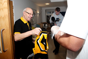 The players came bearing gifts for fans of the club 