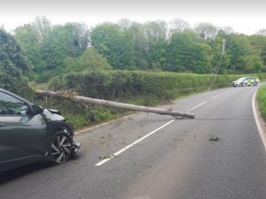 Supporting image for story: Car hits telegraph pole near Shifnal but driver escapes injury