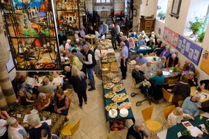 Villagers enjoying the 20-year anniversary celebration in St Leonard’s Church, Yarpole. Photo: Yarpole Shop 