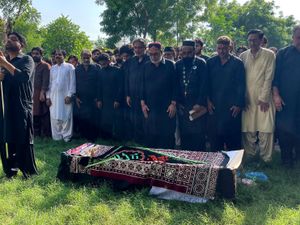 Supporting image for story: Mourners in Pakistan attend funerals of 28 pilgrims killed in bus crash in Iran