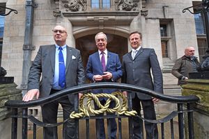 Reform UK leader Nigel Farage meets with Staffordshire County Council leader, Councillor Ian Cooper, and his deputy Martin Murray.