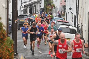 Runners powering through Bridgnorth for the town's 10k.
