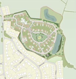 An illustrative masterplan of a proposal to built up to 98 homes to the east of Merrington Road in Bomere Heath. Picture: Iceni Projects