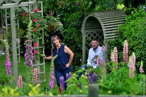  Andrew Roberts and Dru Yarwood, in the garden