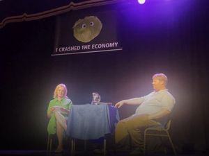 Supporting image for story: Lettuce banner proclaiming ‘I crashed the economy’ halts Liz Truss event
