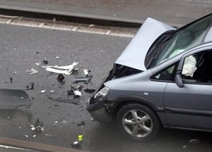 The scene of a multi-vehicle crash 