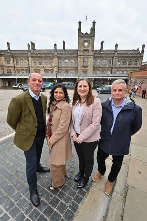 MP Julia Buckley (middle right) and Tim Pritchard from Shropshire Council recently welcomed Chris Pike from the Rail Industry Association (left), Aarti Gupta from Investment Group Constain Group PLC to Shrewsbury