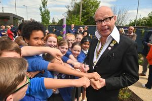 Harry Hill meeting some of the youngsters who were part of the event.