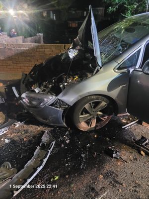 Both cars had been severely damaged in the collision. Photo: Dudley Fire Station