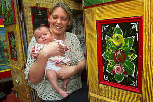 Baby on board – the boat rocking helps sleep, says Sarah