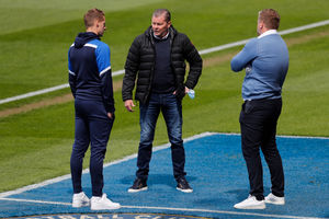Steve Cotterill the head coach / manager of Shrewsbury Town returns to the ground for the first time having recovered from COVID-19 (AMA)