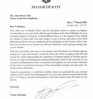 The letter from Vitali Klitschko