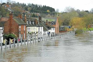 Flood barriers along the river in Bewdley
