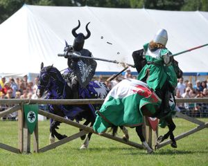 In jousting action as the Black Knight