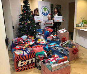 Sarah Voice and son Harry dropped off presents to the Montgomery Family Crisis Centre