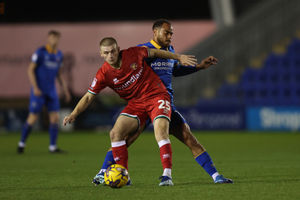 Ryan Stirk of Walsall and Elliott Bennett of Shrewsbury Town (AMA)