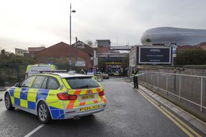 Police at the scene, with Selfridges in the background. Photo: SnapperSK