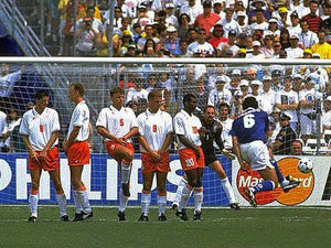 A fantastic free-kick from Branco for Brazil to knock out Holland at the 1994 World Cup and right, Vlaar at Villa Park where he has established himself as skipper and a firm favourite among supporters