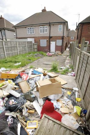 The mess left behind in the garden of one of the properties.