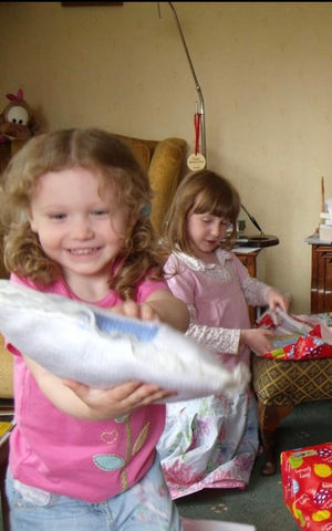 Rachel (front) and Zoe Oldham as youngsters