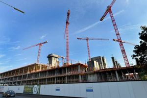 The construction site covers 16 acres and five different roads