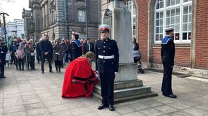 Mayor of Walsall Councillor Rose Martin lays a wreath at the John Henry Careless VC memorial