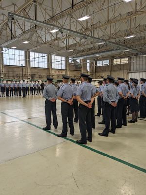 The Drill Instructor briefs the parade flights. Crown Copyright © 2023