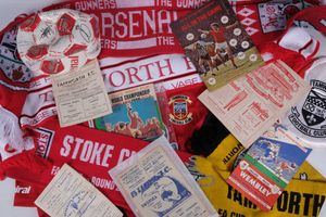 Football scarves and programmes were featured
