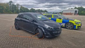 This Vauxhall Corsa was taken off the road due to having no brake lights. Photo: Staffordshire Police Road Crime Team
