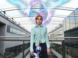 Supporting image for story: Liam Gallagher’s lookalike son Lennon models futuristic fashion