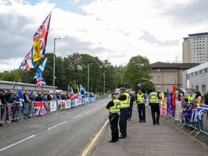Supporting image for story: Protest and counter-demonstration take place outside asylum seeker hotel