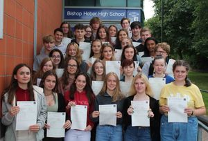 GCSE results day at Bishop Heber High School 
