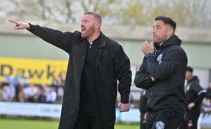 Hednesford Town boss Gavin Hurren (left) and assistant Lee Vaughan.