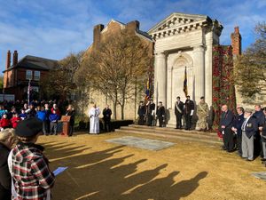 People gathered for the Remembrance Sunday service in Wednesbury. Picture: @KennettPhoto