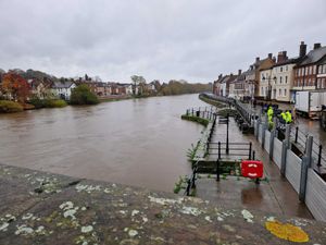Flood defences up in Bewdley as Storm Claudia arrives in the West Midlands