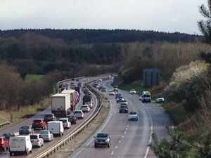 Supporting image for story: Six cars in two crashes on M54 after sudden hailstorm