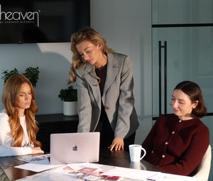 Heaven Skincare director, Ella Cox (centre) with Heaven employees Holly Wilkinson (left) and Pippa Eley (right)