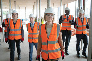 Liz Truss and Chancellor Kwasi Kwarteng during a visit to a construction site for a medical innovation campus in Birmingham