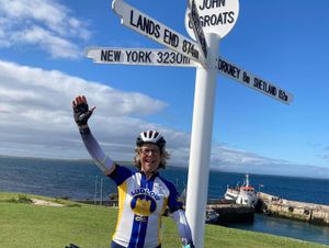 Supporting image for story: Ludlow woman celebrates life and age on charity cycle ride across Britain