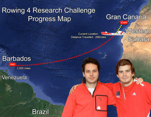 Harry Martin-Dreyer and Alex Bland. This map shows the distance they have travelled so far on their journe