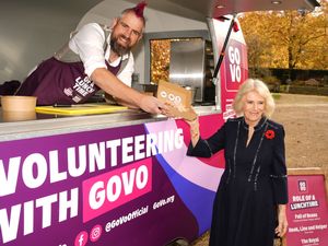 Supporting image for story: Queen Camilla a natural at serving jacket potatoes, says Staffordshire social media star Spudman