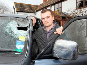 Callum Jackson’s van was hit by a concrete block
