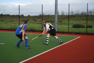 Stourport's defence blocks a Pershore attack