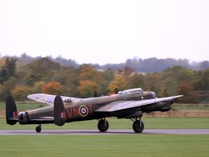 Supporting image for story: UK’s last flying Lancaster bomber touches down for maintenance work