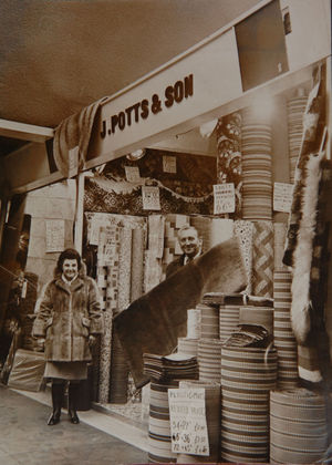 Gordon Potts senior and his wife Florence at their stall in the 1970s.