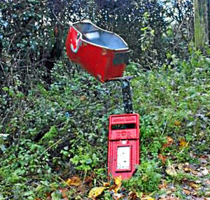 The Newport post box destroyed in the blast